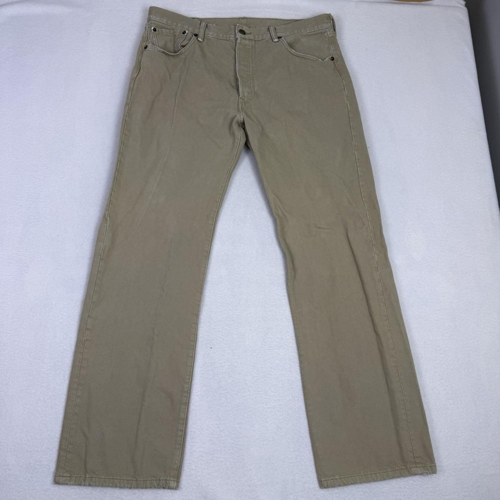Vtg Levi's 501 Tan Khaki Twill Jeans Made in USA Mens 36x32 Button‎ Fly